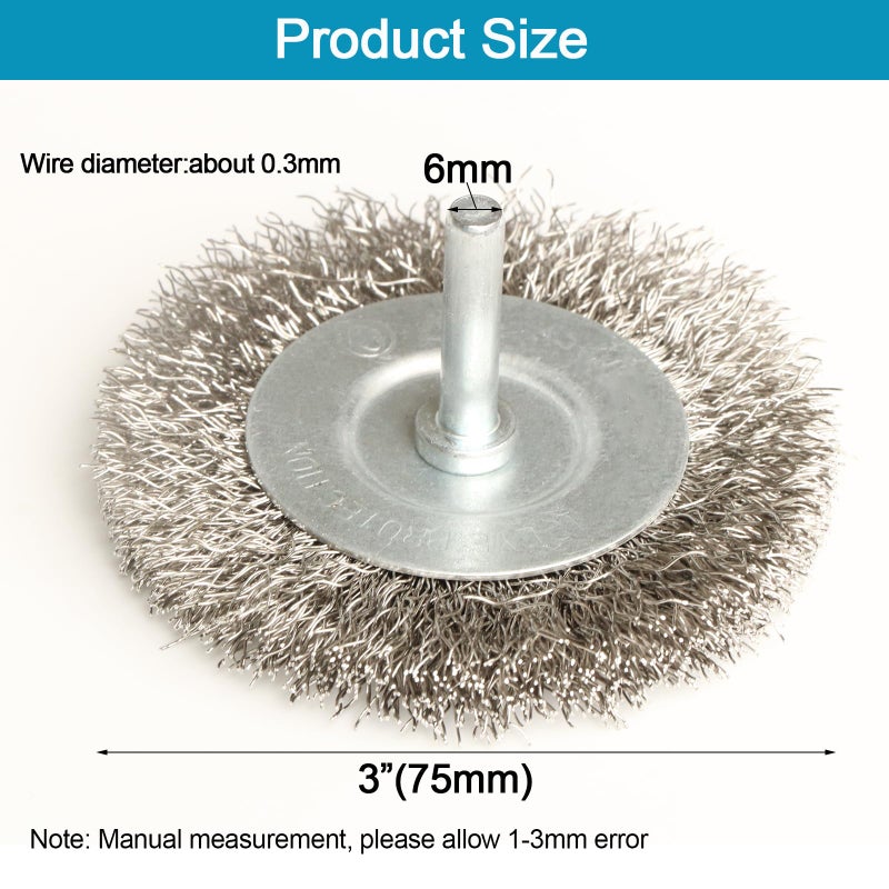 FPPO 4PCS 3 Inch Stainless Steel Wire Wheel Brushes Kit for Drill with 1/4-Inch Shank,Wire Wheels for Power-Operated Grinders - Image 2